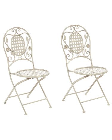 Lot de 2 chaises de jardin BIVIO Pliant Métal Blanc cassé
