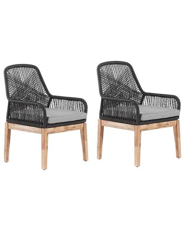 Lot de 2 chaises de jardin avec coussins OLBIA Matière synthétique Noir