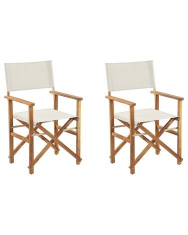Lot de 2 chaises de jardin CINE Acacia Blanc cassé