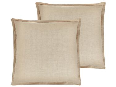 Lot de 2 coussins décoratifs GUZMANIA 45 x 45 cm Beige Unicolore