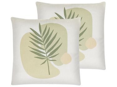 Lot de 2 coussins décoratifs MICROSORUM 45 x 45 cm Vert clair Motif de plante