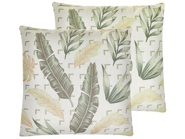 Lot de 2 coussins décoratifs RHAPIS 45 x 45 cm Vert Motif de plante