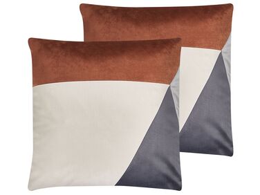 Lot de 2 coussins décoratifs CAMPSIS Velours 45 x 45 cm Multicolore Motif géométrique