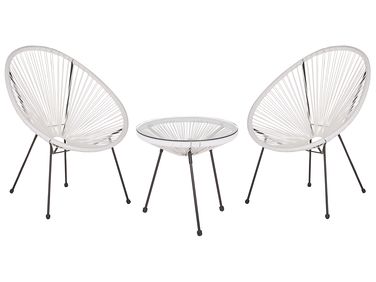 Bistro Set ACAPULCO II PE Rattan White