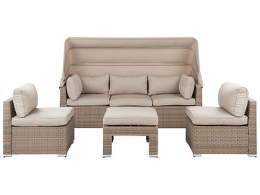 Loungeset met tafel 5-zits COCCOLIA modulair PE rotan Beige