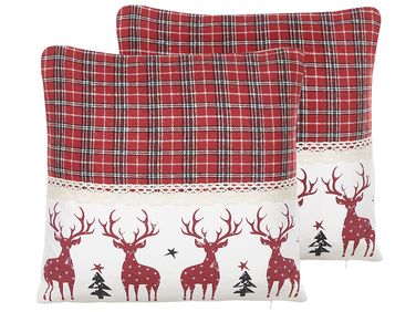 Lot de 2 coussins décoratifs ROBBIE 45 x 45 cm Rouge Motif de Noël