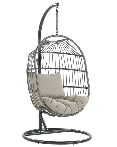 Hanging Chair with Stand ALBA PE Rattan Black