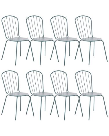 Lot de 8 chaises CALVI Métal Bleu clair