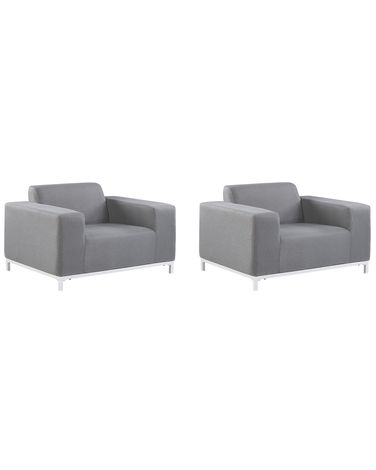 Ensemble de 2 fauteuils de jardin ROVIGO Tissu Gris