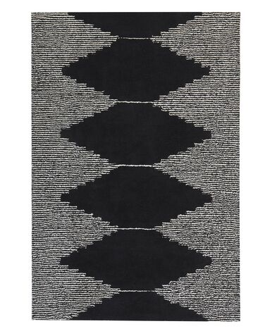 Vloerkleed BATHINDA Zwart/wit 140 x 200 cm Katoen