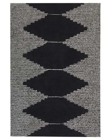 Vloerkleed BATHINDA Zwart/wit 160 x 230 cm Katoen