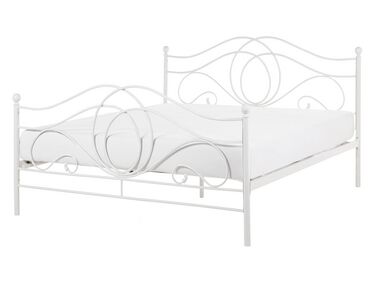 Lit avec sommier Métal LYRA 140 x 200 cm Blanc