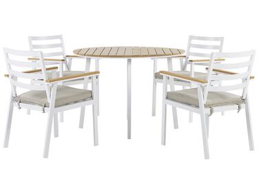 Salle à manger de jardin 4 places CAVOLI avec coussins Métal Beige