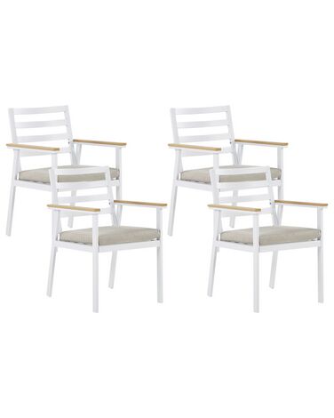 Lot de 4 chaises de jardin avec coussins CAVOLI Métal Beige