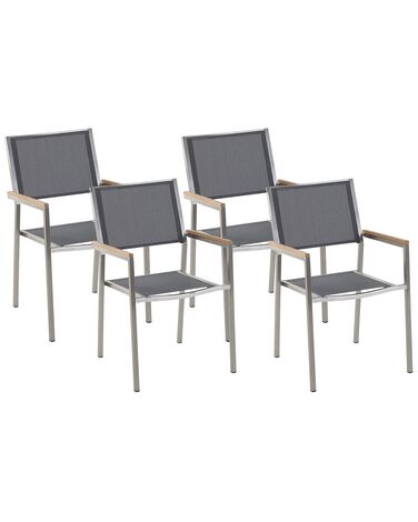 Lot de 4 chaises de jardin GROSSETO Acier inox Gris
