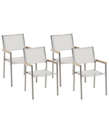 Lot de 4 chaises de jardin GROSSETO Acier inox Blanc