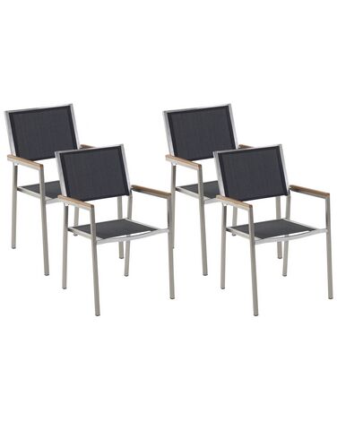 Lot de 4 chaises de jardin GROSSETO Acier inox Noir