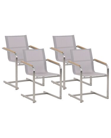 Lot de 4 chaises de jardin COSOLETO Acier inox Beige