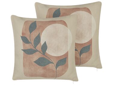 Lot de 2 coussins décoratifs CALLIOPSIS 45 x 45 cm Blanc Motif abstrait