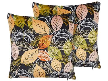 Lot de 2 coussins décoratifs LAGURUS Velours 45 x 45 cm Multicolore Motif de plante
