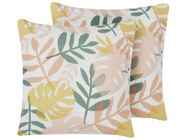 Lot de 2 coussins d'extérieur TEGEA Motif de plante 45 x 45 cm Multicolore