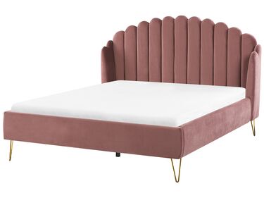Lit avec sommier Velours AMBILLOU 160 x 200 cm Rose