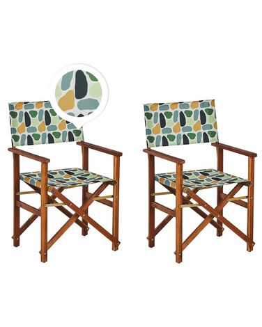 Set of 2 Garden Chairs CINE Acacia Wood Multicolour