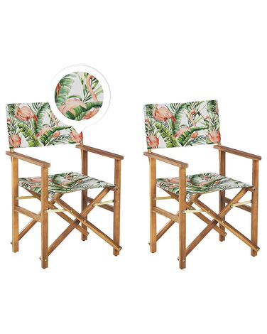 Set of 2 Garden Chairs CINE Acacia Wood Pink