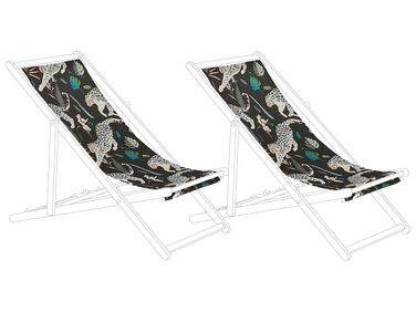 Lot de 2 tissus de remplacement pour chaises longues ANZIO/AVELLINO 113 x 44 cm Noir