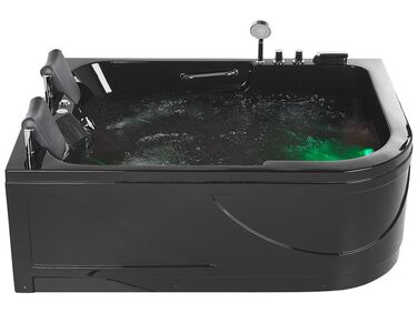 Hoek bubbelbad met LED BAYAMO rechtszijdig 170 x 120 cm Zwart