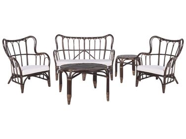 Ensemble de salon de jardin avec table 4 places BRINDISI Rotin Marron foncé