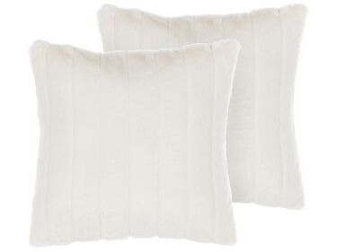 Lot de 2 coussins décoratifs PUMILA Fourrure synthétique 45 x 45 cm Blanc Unicolore