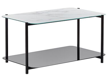 Coffee Table GLOSTER Tempered Glass White Marble