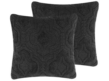 Coussin PAIKA Coton 45 x 45 cm Gris foncé Ikat