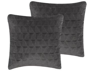 Lot de 2 coussins décoratifs LALAM Coton 45 x 45 cm Gris Motif géométrique