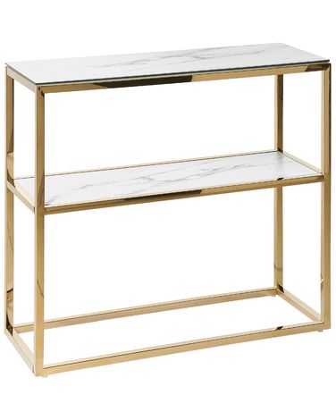 Console Table AZUSA Tempered Glass White Marble