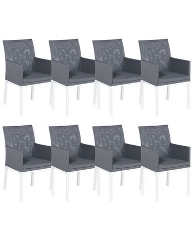 Lot de 8 chaises BACOLI Tissu Gris foncé