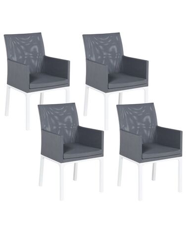 Lot de 4 chaises de jardin BACOLI Tissu Gris foncé