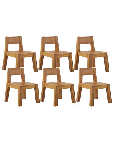 Lot de 6 chaises de jardin LIVORNO Acacia Marron