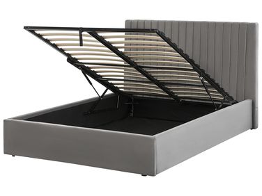 Bed met opbergruimte Fluweel VION 140 x 200 cm Grijs