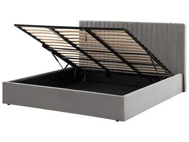 Bed met opbergruimte Fluweel VION 180 x 200 cm Grijs