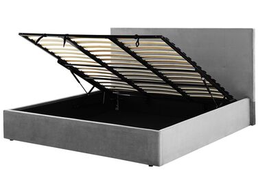 Bed met opbergruimte Fluweel LORIENT 180 x 200 cm Lichtgrijs