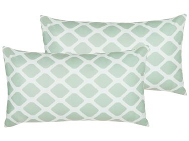 Lot de 2 coussins d'extérieur KALAMOS Motif géométrique 40 x 70 cm Vert menthe