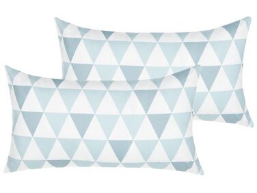 Lot de 2 coussins d'extérieur TRIFOS Motif géométrique 40 x 70 cm Bleu
