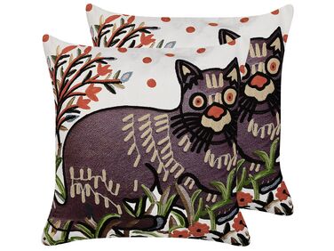 Lot de 2 coussins décoratifs PHUSRO Coton 50 x 50 cm Multicolore Motif animal