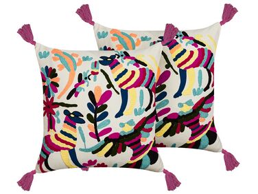 Lot de 2 coussins décoratifs RAIGANJ Coton 50 x 50 cm Multicolore Motif abstrait