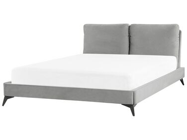 Lit avec sommier Velours MELLE 160 x 200 cm Gris