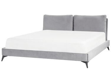 Lit avec sommier Velours MELLE 180 x 200 cm Gris