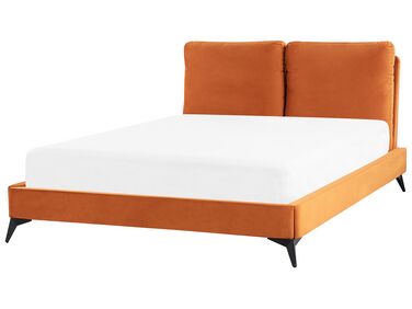 Lit avec sommier Velours MELLE 140 x 200 cm Orange