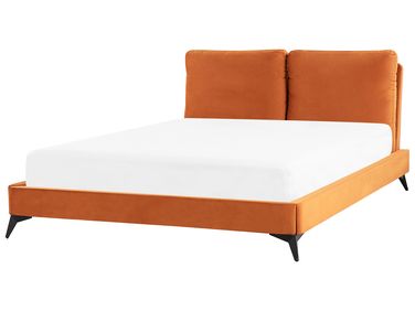 Lit avec sommier Velours MELLE 160 x 200 cm Orange